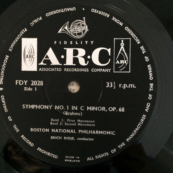 Johannes Brahms : Symphony No. 1 In C Minor, Op. 68 (LP)