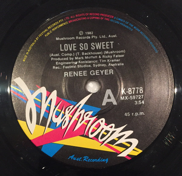 Renee Geyer : Love So Sweet (7", Single, Ltd)