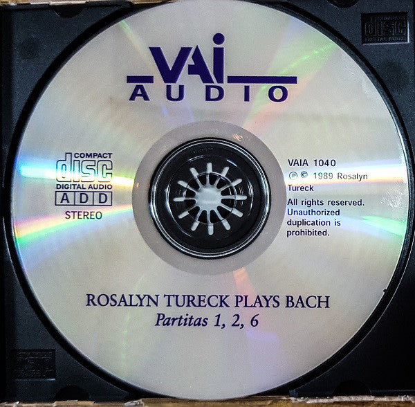 Rosalyn Tureck Plays Bach* : Partitas No.1 BWV 825, No.2 BWV826, No.6 BWV830 (CD, RE)