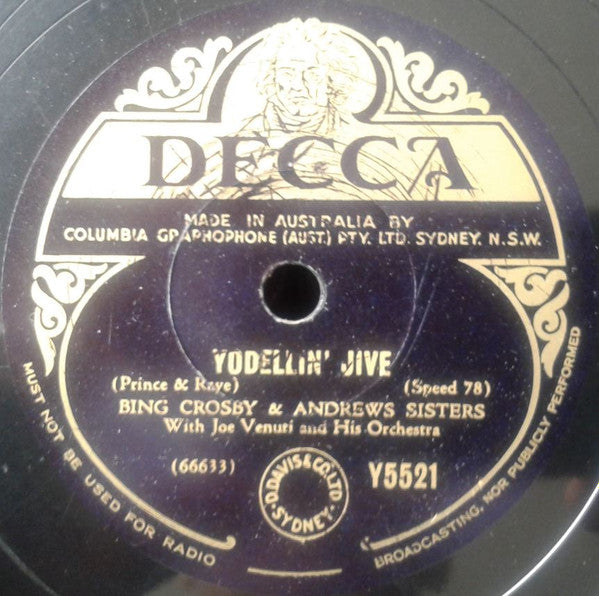 Bing Crosby, The Andrews Sisters : I Found A Million Dollar Baby / Yodellin' Jive (Shellac, 10")