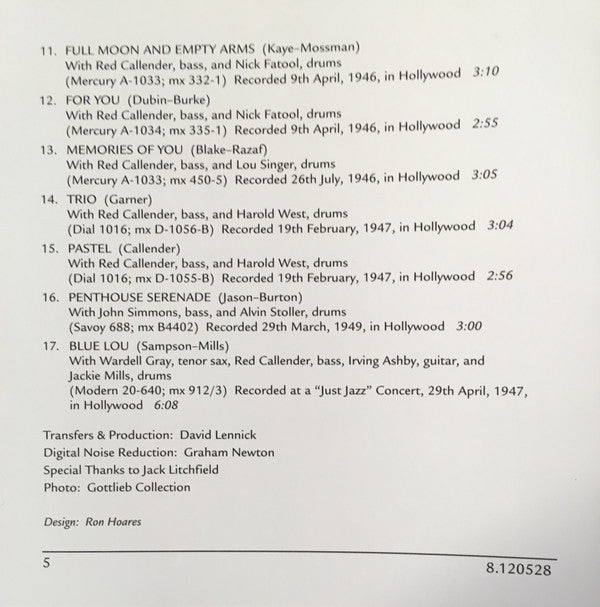 Erroll Garner : Yesterdays - Early Recordings 1944-49 (CD, Comp)