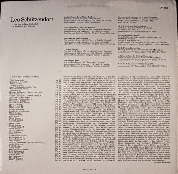 Leo Schützendorf : Lebendige Vergangenheit - Leo Schützendorf (LP, Comp, Mono)