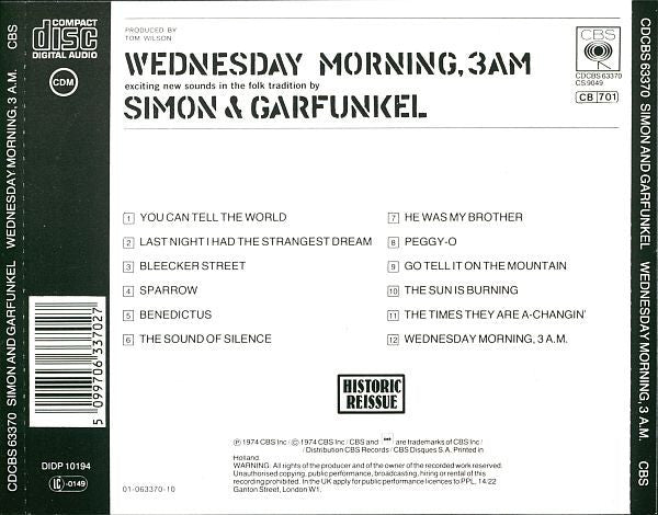 Simon & Garfunkel : Wednesday Morning, 3 A.M. (CD, Album, RE)