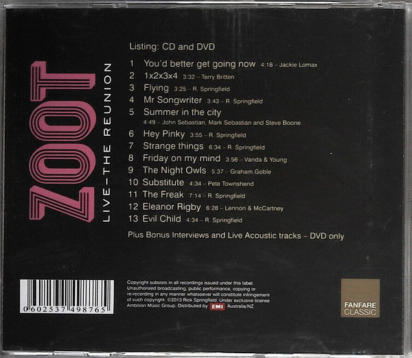 Zoot (2) : Live - The Reunion (CD, Album + DVD-V)