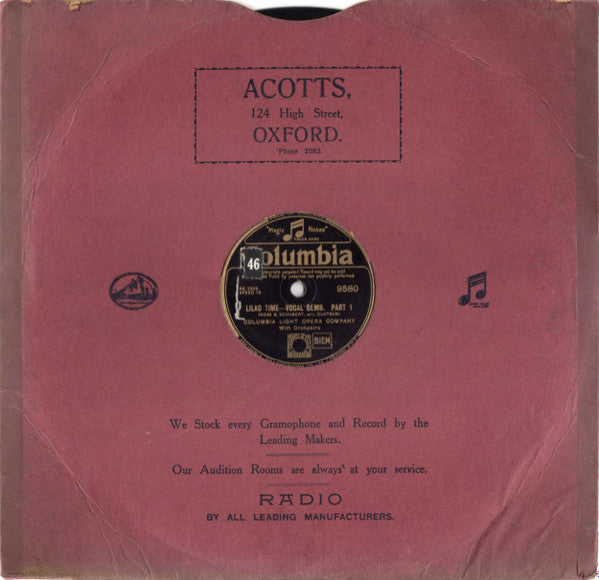Columbia Light Opera Company : Lilac Time - Vocal Gems (Shellac, 12")