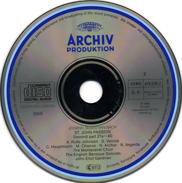 J.S. Bach* - John Eliot Gardiner : St. John Passion / Johannes-Passion / Passion Selon St Jean (2xCD, RE)