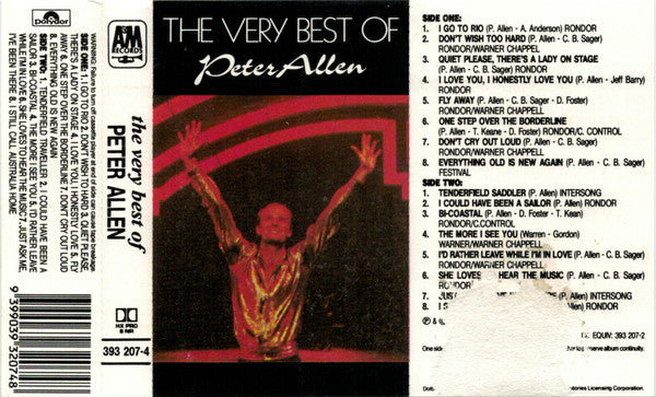 Peter Allen : The Very Best Of .... Peter Allen (Cass, Comp, RE)