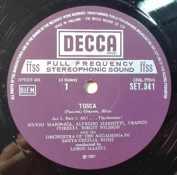 Puccini*, Nilsson*, Corelli*, Fischer-Dieskau*, Orchestra* And Chorus Of The Accademia Nazionale Di Santa Cecilia, Rome*, Maazel* : Tosca (2xLP, RE + Box)