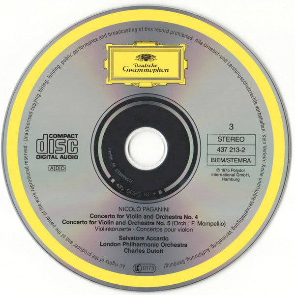 Paganini* - Salvatore Accardo, London Philharmonic Orchestra, Charles Dutoit : The 6 Violin Concertos = -Die Violinkonzerte (3xCD, Album)