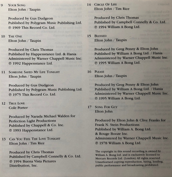 Elton John : Love Songs (CD, Comp)