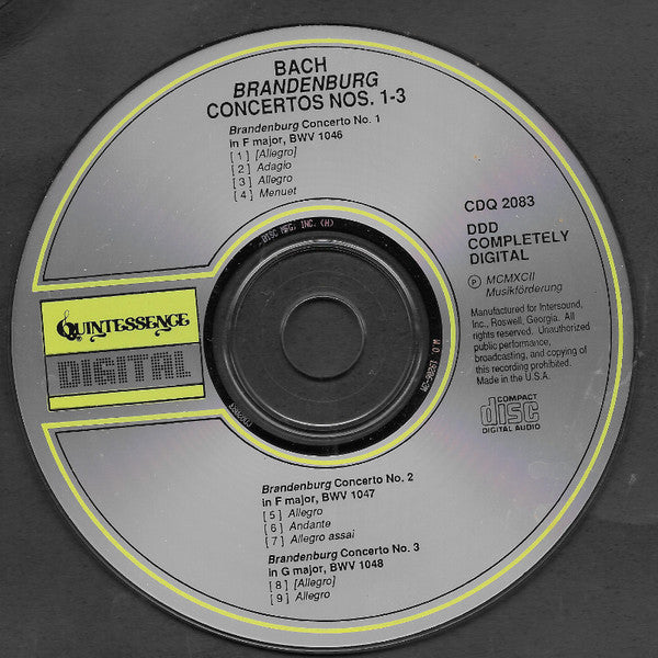 Bach* : Brandenburg Concertos Nos. 1-3 (CD, Album)