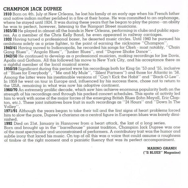 Champion Jack Dupree : Blues For Everybody (CD, Comp)