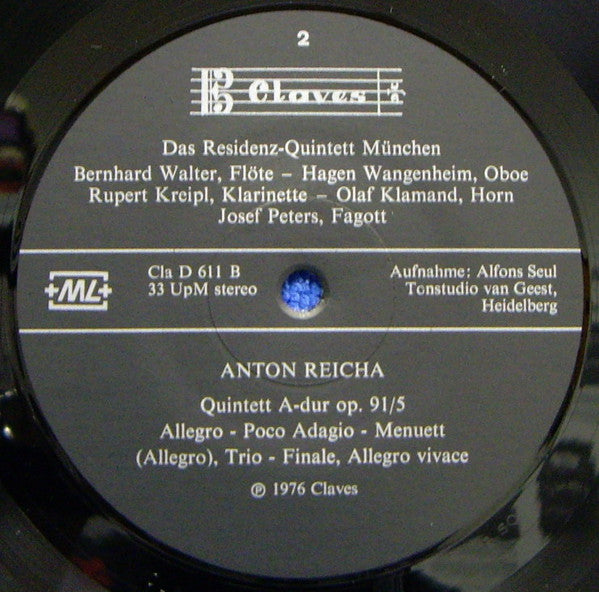 Franz Danzi, Carl Stamitz, Anton Reicha, Residenz-Quintett München : Bläsermusik Der Klassik (LP, Gat)