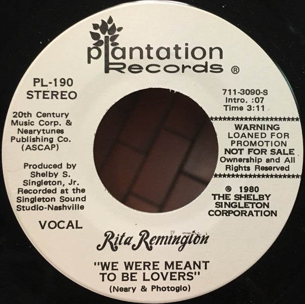 Rita Remington : We Were Meant To Be Lovers (7", Promo)