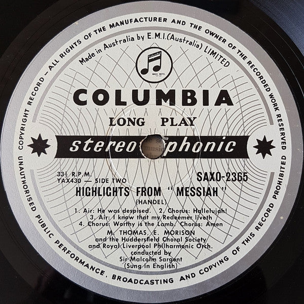 Handel* : Messiah (Highlights) (LP)
