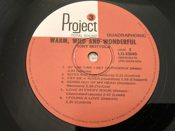 Tony Mottola : Warm, Wild And Wonderful (LP, Album, Quad)
