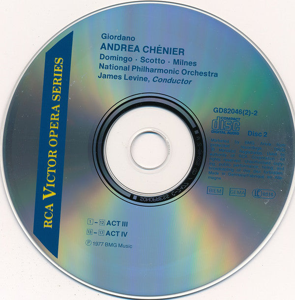 Umberto Giordano – Placido Domingo / Renata Scotto / Sherrill Milnes, James Levine (2) : Andrea Chénier (2xCD, Album + Box)