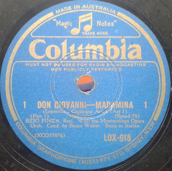 Ezio Pinza With The The Metropolitan Opera House Orchestra : Don Giovanni - Madamina (Act 1) (Shellac, 12")