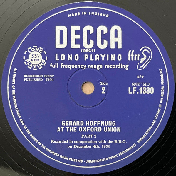 Gerard Hoffnung : At The Oxford Union (10", Mono)