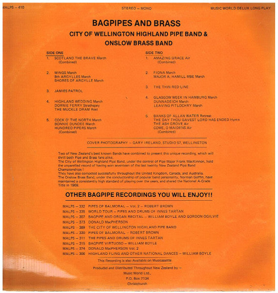 City Of Wellington Highland Pipe Band & Onslow Brass Band : Bagpipes & Brass (LP, Album)