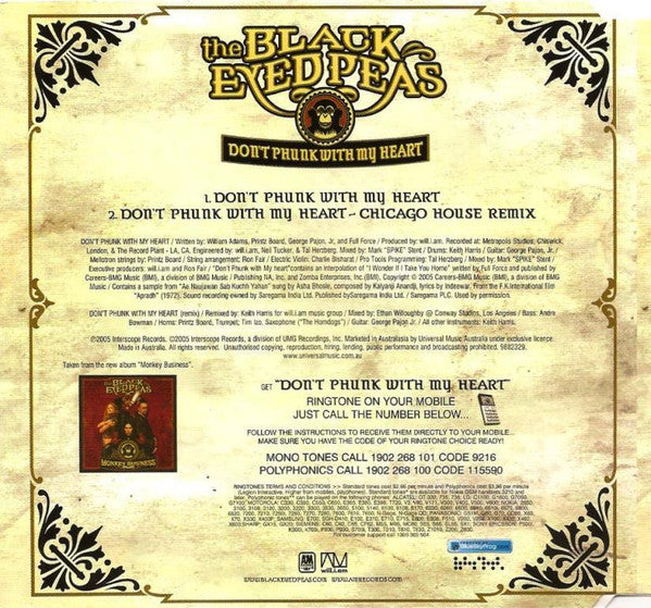 Black Eyed Peas : Don't Phunk With My Heart (CD, Single)