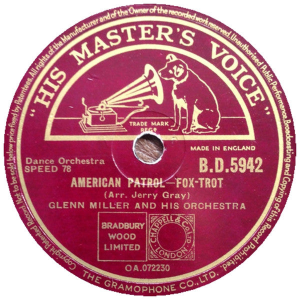 Glenn Miller And His Orchestra : Moonlight Serenade / American Patrol (Shellac, 10", RP, DT )
