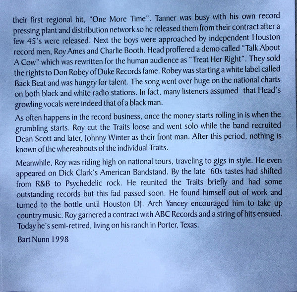 Roy Head : The Best Of Roy Head & The Traits Teeny Weeny Bit (CD, Comp)