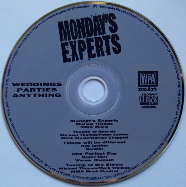 Weddings Parties Anything* : Monday's Experts (CD, Single, Car)