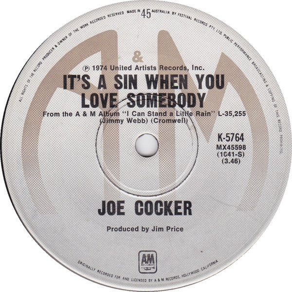 Joe Cocker : You Are So Beautiful (7", Single)