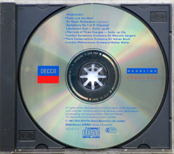 Sergei Prokofiev : Peter And The Wolf / 'Classical' Symphony / Lieutenant Kijé - Suite / The Love Of Three Oranges - Suite (CD, Comp, RM)