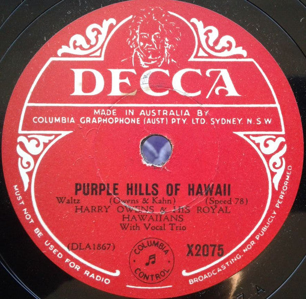 Harry Owens & His Royal Hawaiians : My Isle Of Golden Dreams / Purple Hills Of Hawaii (Shellac, 10")
