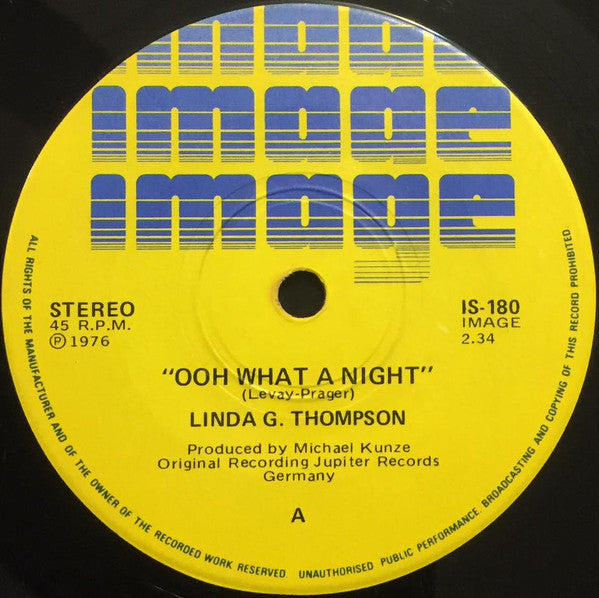 Linda G. Thompson : "Ooh What A Night" / "Ooh What A Night Part II" (7", Single)