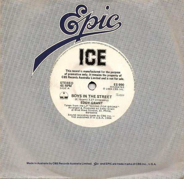 Eddy Grant : Boys In The Street (7", Single, Promo)