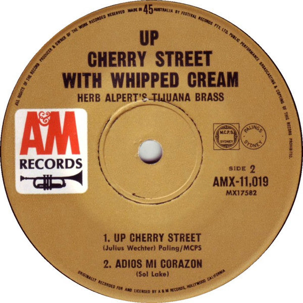 Herb Alpert & The Tijuana Brass : Up Cherry Street With Whipped Cream (7", EP, Mono)