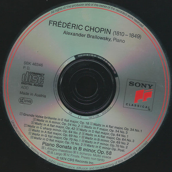 Chopin* | Alexander Brailowsky : 14 Waltzes • Piano Sonata No. 3 (CD, Comp)