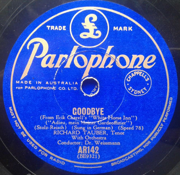 Richard Tauber : The Song Is Done / Goodbye (Shellac, 10", RE)