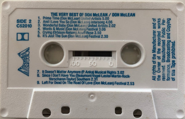 Don McLean : The Very Best Of Don McLean (Cass, Comp, Dol)