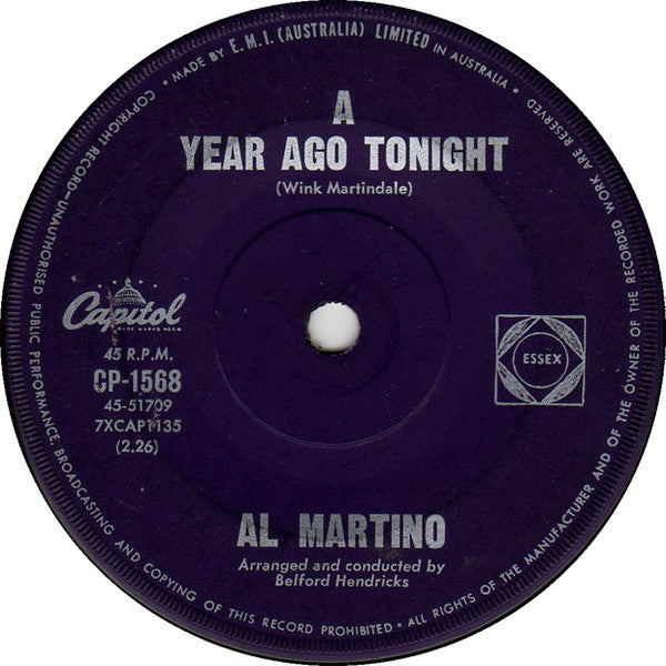 Al Martino : Tears And Roses (7", Single)