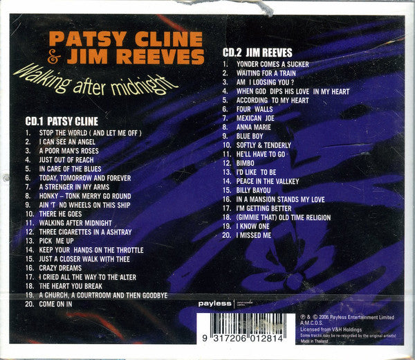Patsy Cline & Jim Reeves : Walking After Midnight (2xCD, Album, Comp)