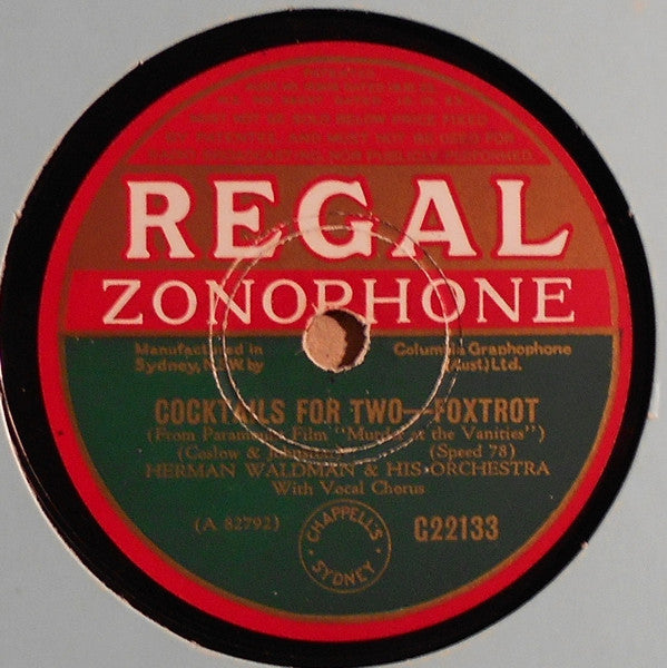 Herman Waldman & His Orchestra* / Dave Harman & His Orchestra* : Cocktails For Two / Live And Love Tonight (Shellac, 10")