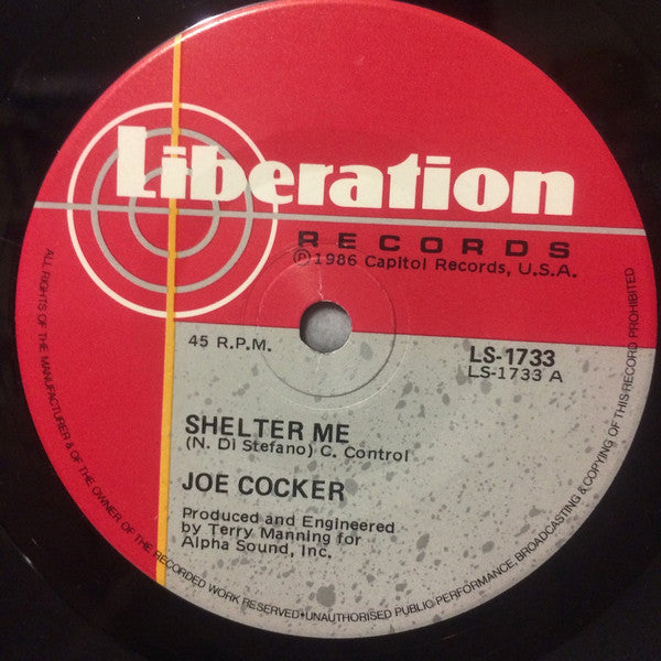 Joe Cocker : Shelter Me (7", Single)