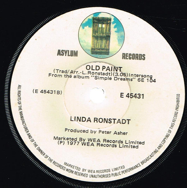 Linda Ronstadt : Blue Bayou / Old Paint (7", Single)