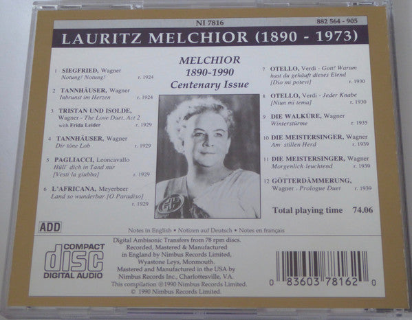 Lauritz Melchior : Melchior (CD, Comp)