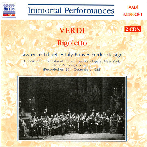 Verdi*, Lawrence Tibbett, Lily Pons, Frederick Jagel, Chorus* And Orchestra Of The Metropolitan Opera*, Ettore Panizza : Rigoletto (28th December, 1935) (2xCD, RE, RM)