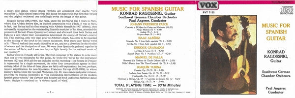 Konrad Ragossnig, Southwest German Chamber Orchestra*, Paul Angerer : Music For Spanish Guitar (CD)