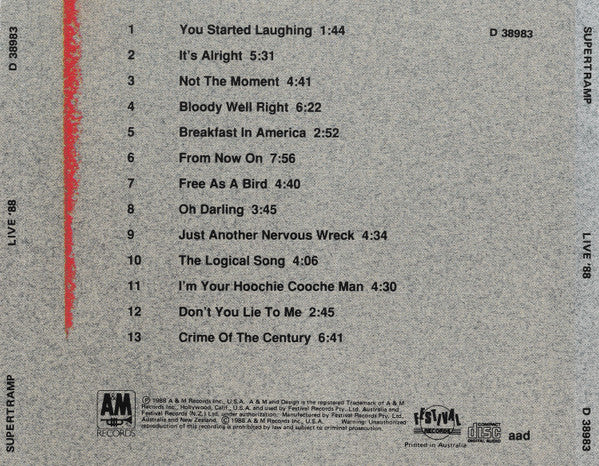 Supertramp : Live '88 (CD, Album)
