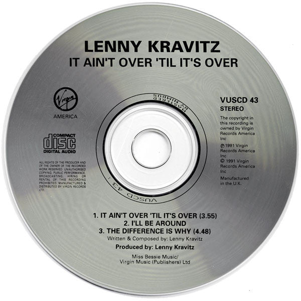 Lenny Kravitz : It Ain't Over 'Til It's Over (CD, Single)