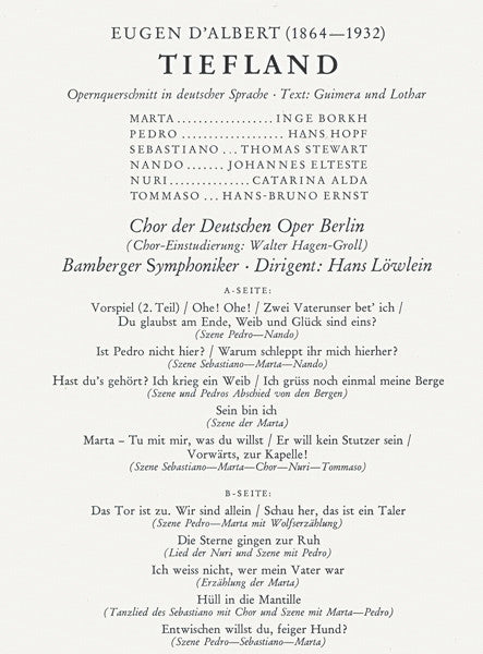 Eugen D'Albert, Inge Borkh ∙ Catarina Alda*, Hans Hopf ∙ Thomas Stewart (2), Hans Löwlein : Tiefland (LP, Album, RP)