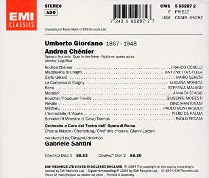 Umberto Giordano - Franco Corelli, Antonietta Stella, Mario Sereni, Luciana Moneta, Stefania Malagù, Anna Di Stasio, Giuseppe Modesti, Dino Mantovani, Paolo Montarsolo, Piero De Palma, Paolo Pedani - Orchestra Del Teatro Dell'Opera Di Roma, Coro Del Teatr : Andrea Chénier (2xCD, Album + Box, Album)