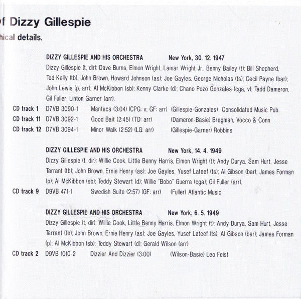 Dizzy Gillespie : The Greatest Of Dizzy Gillespie (CD, Comp, RE)